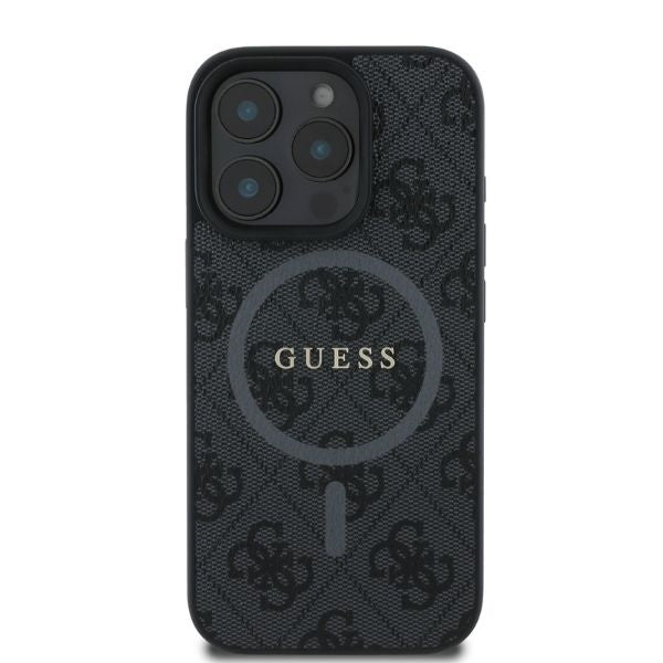 Калъф MagSafe за Apple iPhone 16 Pro Max, Guess, 4G Ring Classic Logo, Черен