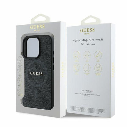 Калъф MagSafe за Apple iPhone 16 Pro Max, Guess, 4G Ring Classic Logo, Черен