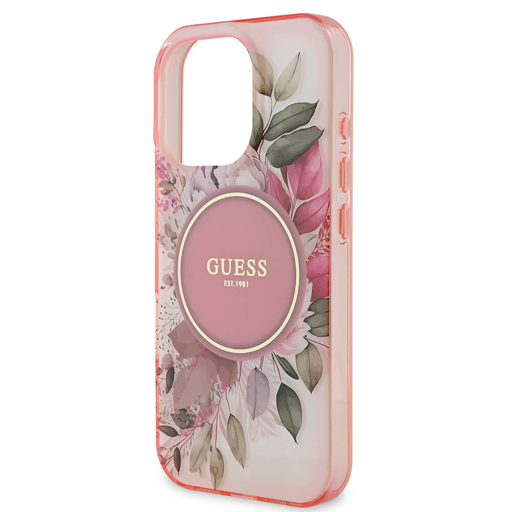 Калъф MagSafe за Apple iPhone 16 Pro Max, Guess, IML Flower & Tonal Circle, Розов