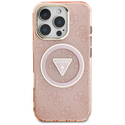 Калъф MagSafe за Apple iPhone 16 Pro Max, Guess, IML Glitter 4G Circle Triangle, Розов
