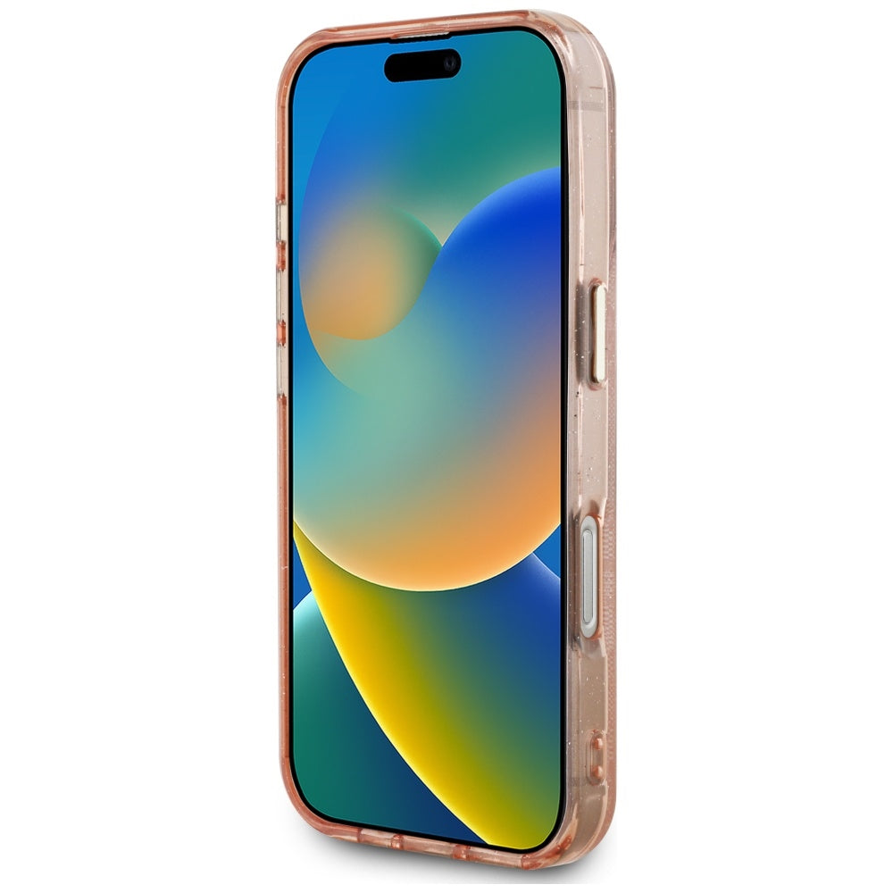 Калъф MagSafe за Apple iPhone 16 Pro Max, Guess, IML Glitter 4G Circle Triangle, Розов