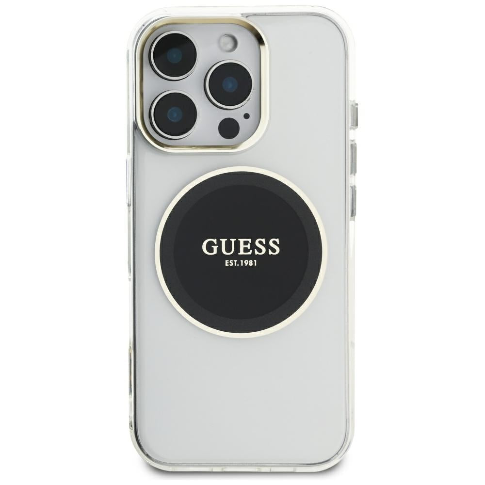 Калъф MagSafe за Apple iPhone 16 Pro Max, Guess, IML Metal Colored Circle, Черен