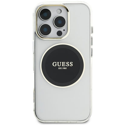 Калъф MagSafe за Apple iPhone 16 Pro Max, Guess, IML Metal Colored Circle, Черен