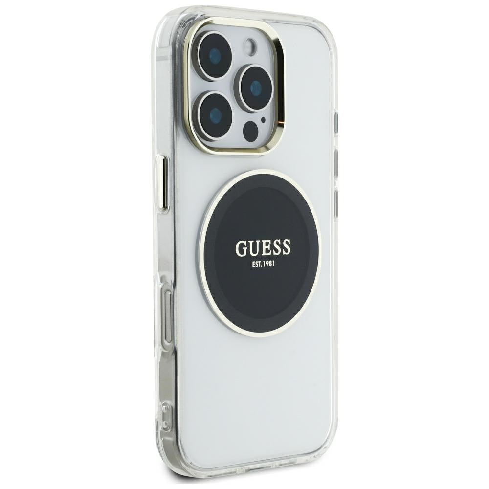 Калъф MagSafe за Apple iPhone 16 Pro Max, Guess, IML Metal Colored Circle, Черен