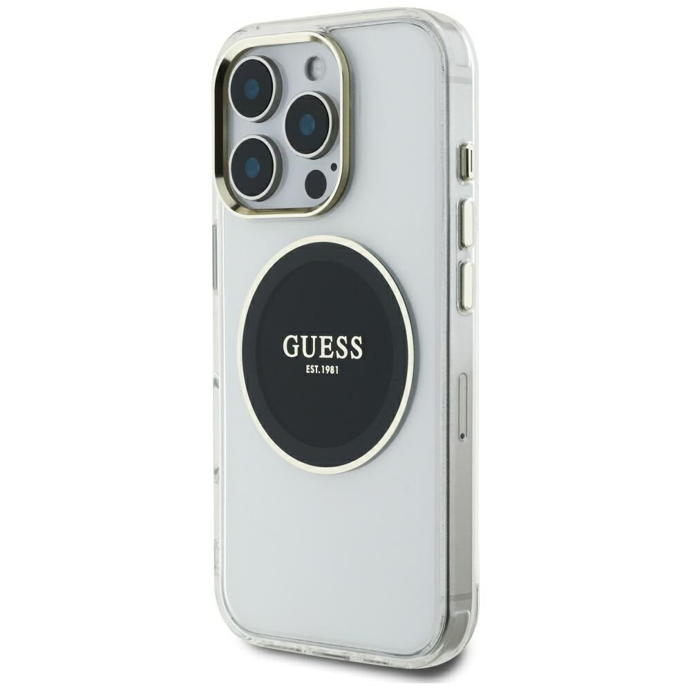 Калъф MagSafe за Apple iPhone 16 Pro Max, Guess, IML Metal Colored Circle, Черен