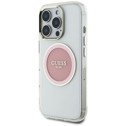 Калъф MagSafe за Apple iPhone 16 Pro Max, Guess, IML Metal Colored Circle, Розов