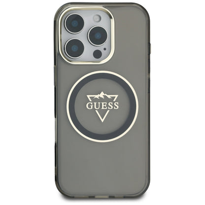 Калъф MagSafe за Apple iPhone 16 Pro Max, Guess, IML Metal Mountain Logo, Черен