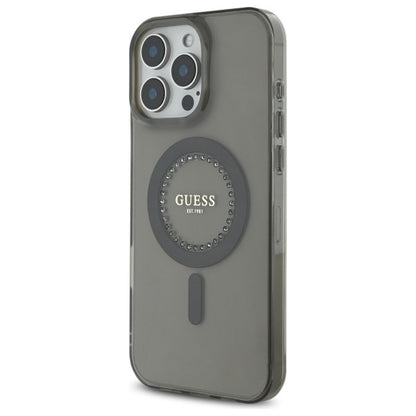 Калъф MagSafe за Apple iPhone 16 Pro Max, Guess, IML Rhinestone, Черен
