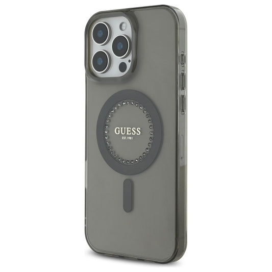 Калъф MagSafe за Apple iPhone 16 Pro Max, Guess, IML Rhinestone, Черен