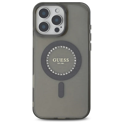 Калъф MagSafe за Apple iPhone 16 Pro Max, Guess, IML Rhinestone, Черен