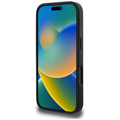 Калъф MagSafe за Apple iPhone 16 Pro Max, Guess, Peony Grained Hot Stamp Triangle, Черен