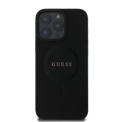 Калъф MagSafe за Apple iPhone 16 Pro Max, Guess, Saffiano Classic Logo, Черен