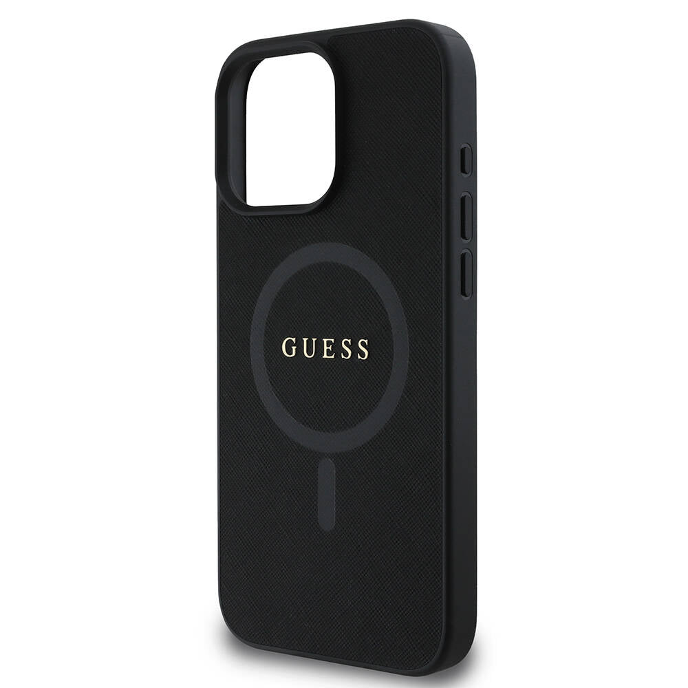 Калъф MagSafe за Apple iPhone 16 Pro Max, Guess, Saffiano Classic Logo, Черен