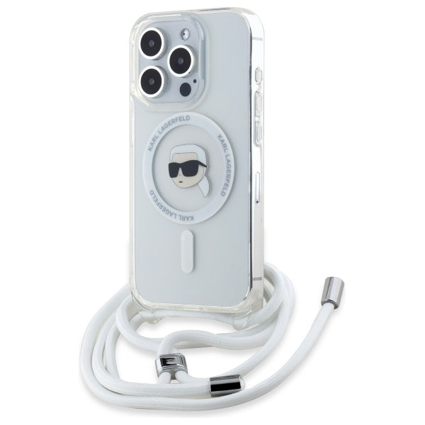 Калъф MagSafe за Apple iPhone 16 Pro Max, Karl Lagerfeld, IML Crossbody Karl's Head, Прозрачен