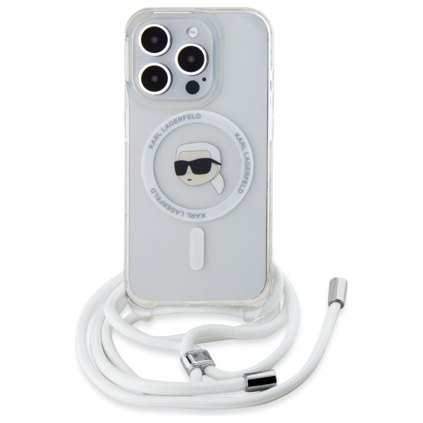 Калъф MagSafe за Apple iPhone 16 Pro Max, Karl Lagerfeld, IML Crossbody Karl's Head, Прозрачен