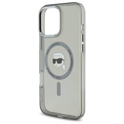 Калъф MagSafe за Apple iPhone 16 Pro Max, Karl Lagerfeld, IML Metal Karl's Head, Черен