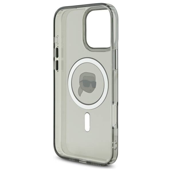 Калъф MagSafe за Apple iPhone 16 Pro Max, Karl Lagerfeld, IML Metal Karl's Head, Черен