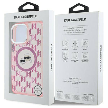 Калъф MagSafe за Apple iPhone 16 Pro Max, Karl Lagerfeld, IML Monogram Karl & Choupette's Heads, Розов