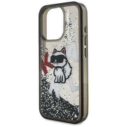 Калъф MagSafe за Apple iPhone 16 Pro Max, Karl Lagerfeld, Liquid Glitter Choupette Logo, Черен