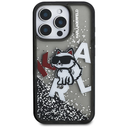 Калъф MagSafe за Apple iPhone 16 Pro Max, Karl Lagerfeld, Liquid Glitter Choupette Logo, Черен