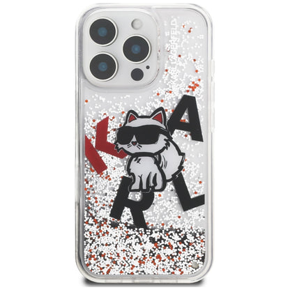 Калъф MagSafe за Apple iPhone 16 Pro Max, Karl Lagerfeld, Liquid Glitter Choupette Logo, Прозрачен
