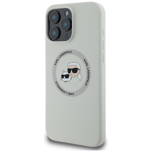 Калъф MagSafe за Apple iPhone 16 Pro Max, Karl Lagerfeld, Силикон Karl & Choupette's Heads, Бежов