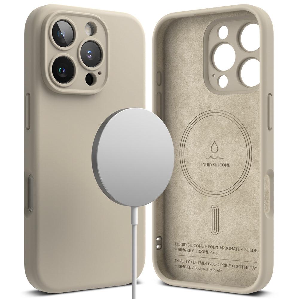 Калъф MagSafe за Apple iPhone 16 Pro Max, Ringke, Силикон, Крем