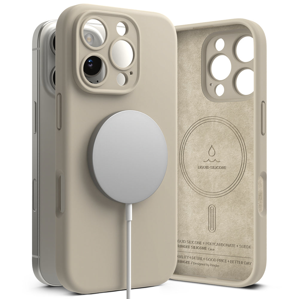 Калъф MagSafe за Apple iPhone 16 Pro Max, Ringke, Силикон, Крем
