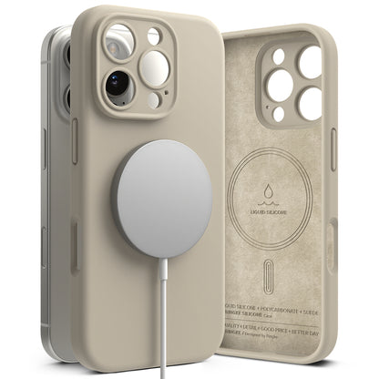 Калъф MagSafe за Apple iPhone 16 Pro Max, Ringke, Силикон, Крем