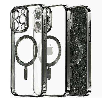 Калъф MagSafe за Apple iPhone 16 Pro Max, Techsuit, Luxury Glitter, Черен
