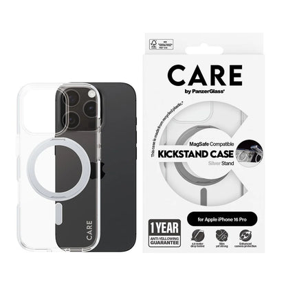Калъф MagSafe за Apple iPhone 16 Pro, PanzerGlass, с функция стойка, Сребристо прозрачен