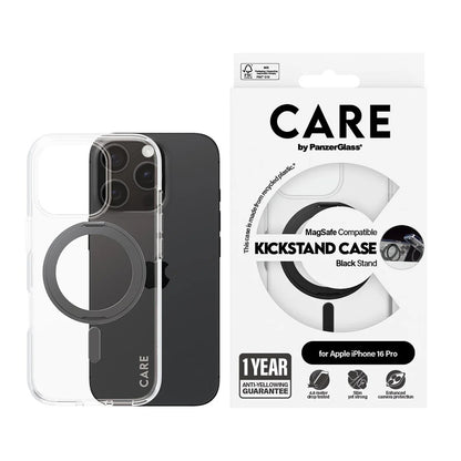 Калъф MagSafe за Apple iPhone 16 Pro, PanzerGlass, с функция стойка, прозрачен черен