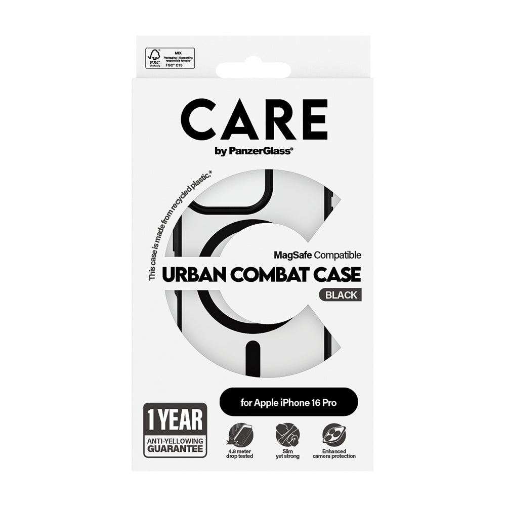 Калъф MagSafe за Apple iPhone 16 Pro, PanzerGlass, Care Urban Combat, Прозрачно черен