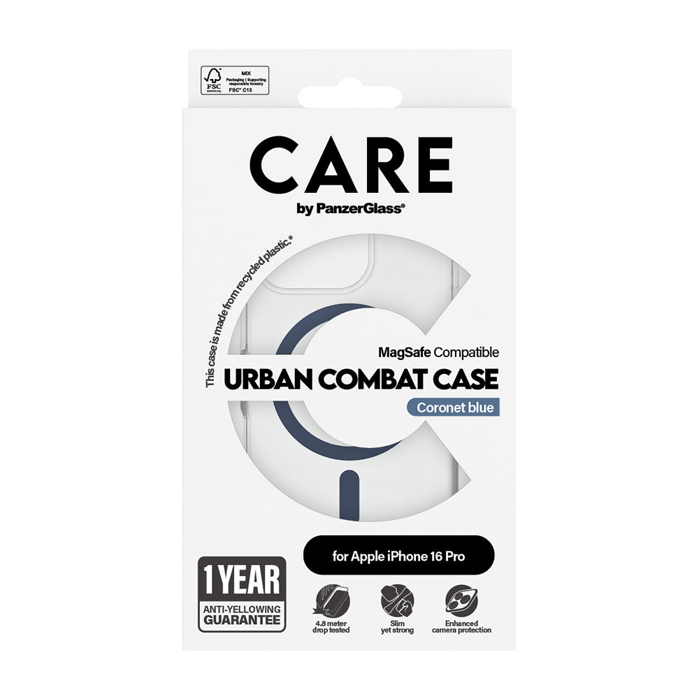 Калъф MagSafe за Apple iPhone 16 Pro, PanzerGlass, Care Urban Combat, Прозрачен Син