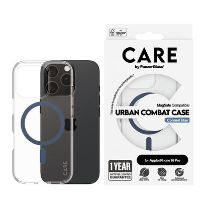 Калъф MagSafe за Apple iPhone 16 Pro, PanzerGlass, Care Urban Combat, Прозрачен Син