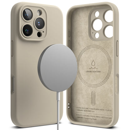 Калъф MagSafe за Apple iPhone 16 Pro, Ringke, Силикон, Крем