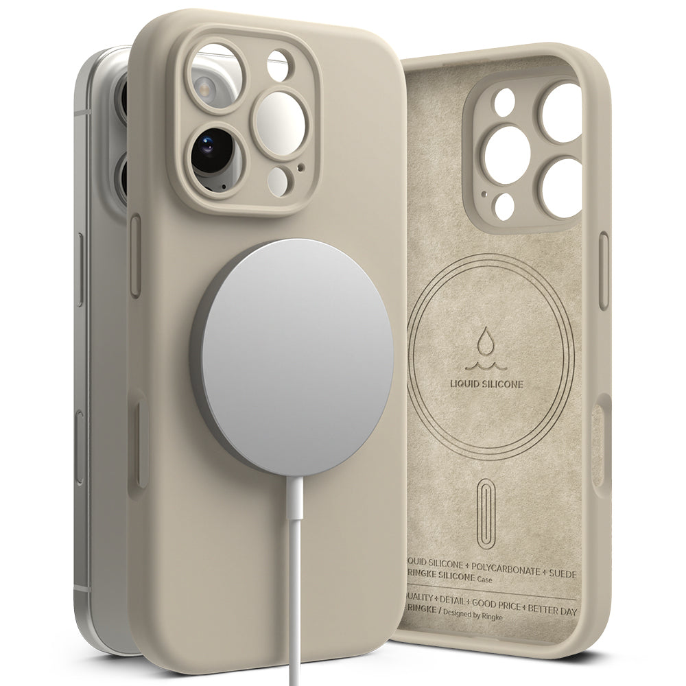 Калъф MagSafe за Apple iPhone 16 Pro, Ringke, Силикон, Крем