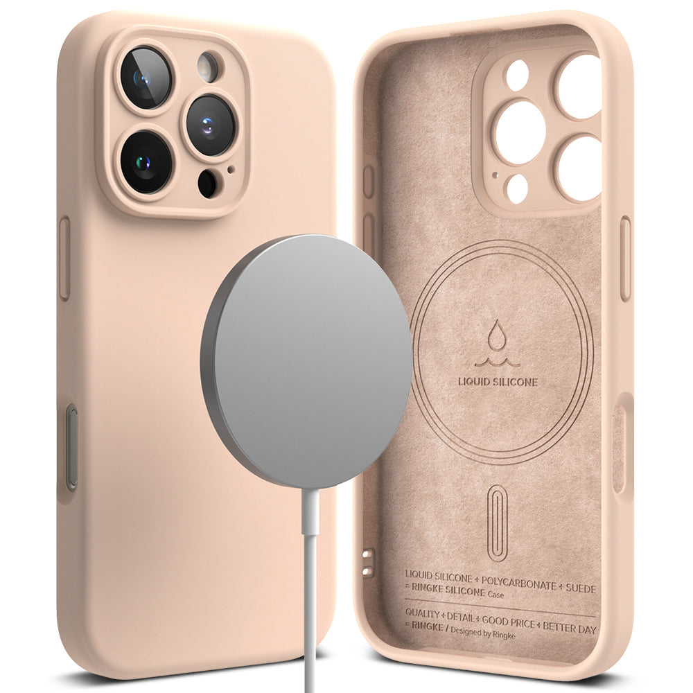 Калъф MagSafe за Apple iPhone 16 Pro, Ringke, Силикон, Розов