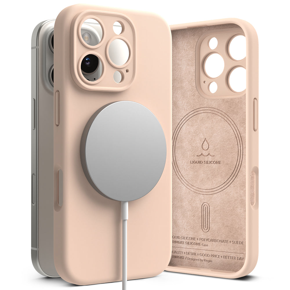 Калъф MagSafe за Apple iPhone 16 Pro, Ringke, Силикон, Розов