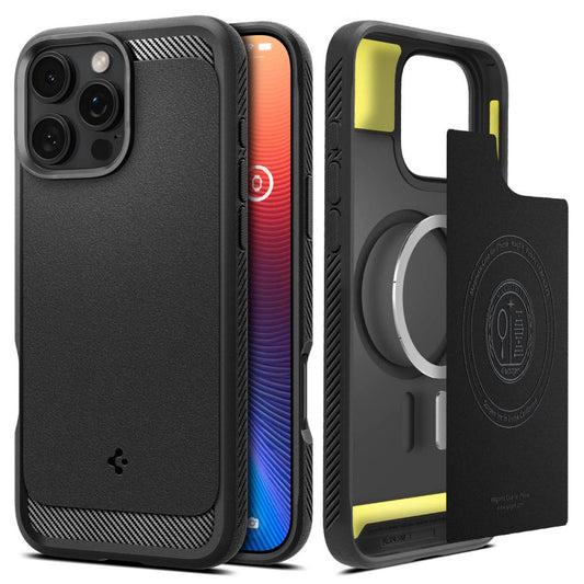 Калъф MagSafe за Apple iPhone 16 Pro, Spigen, Rugged Armor, Матово черен ACS08115