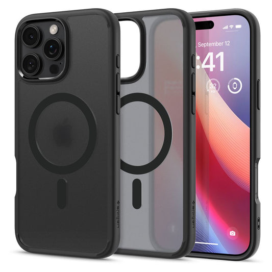 Калъф MagSafe за Apple iPhone 16 Pro, Spigen, Ultra Hybrid, Черен сатен ACS08134