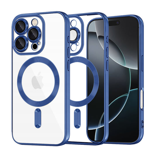 Калъф MagSafe за Apple iPhone 16 Pro, Techsuit, Luxury Crystal, Тъмносин