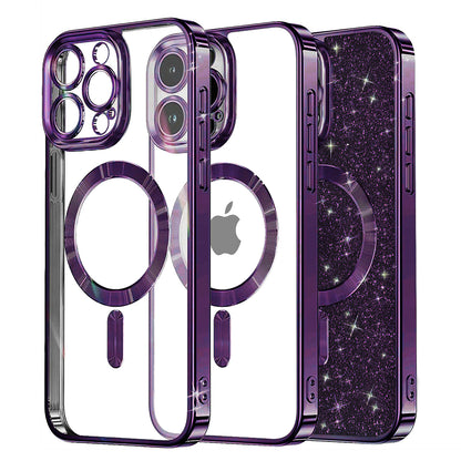 Калъф MagSafe за Apple iPhone 16 Pro, Techsuit, Luxury Glitter, Тъмно лилав