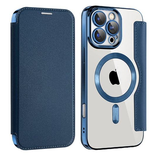 Калъф MagSafe за Apple iPhone 16 Pro, Techsuit, SmartMag Book, Син