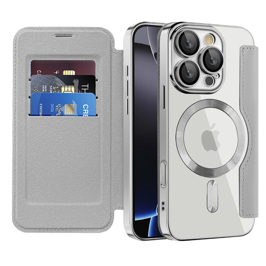 Калъф MagSafe за Apple iPhone 16 Pro, Techsuit, SmartMag Book, Сив