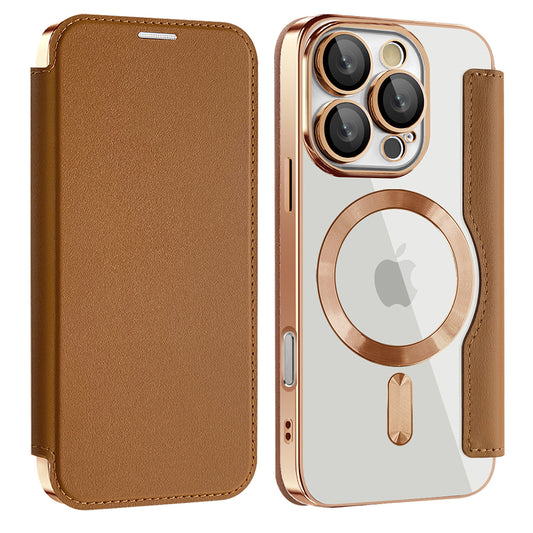 Калъф MagSafe за Apple iPhone 16 Pro, Techsuit, SmartMag Book, Кафяв