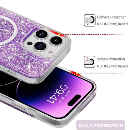 MagSafe Case for Apple iPhone 16 Pro, Techsuit, Sparkly Glitter, Magenta