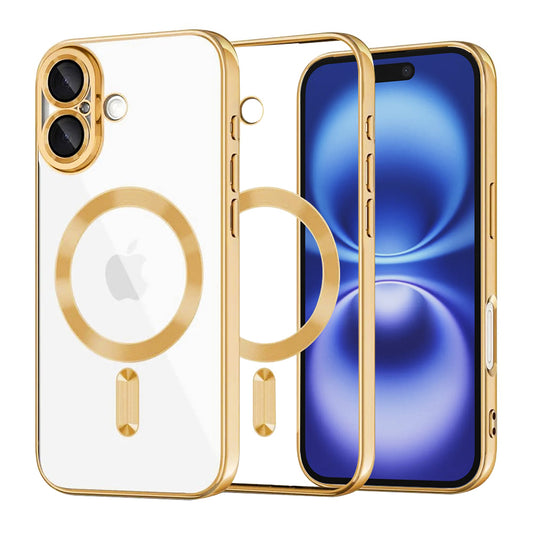Калъф MagSafe за Apple iPhone 16, Techsuit, Luxury Crystal, Златист