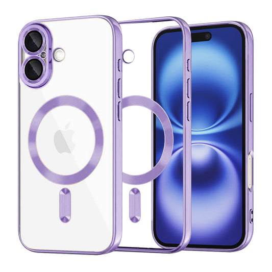 Калъф MagSafe за Apple iPhone 16, Techsuit, Luxury Crystal, Светло лилав
