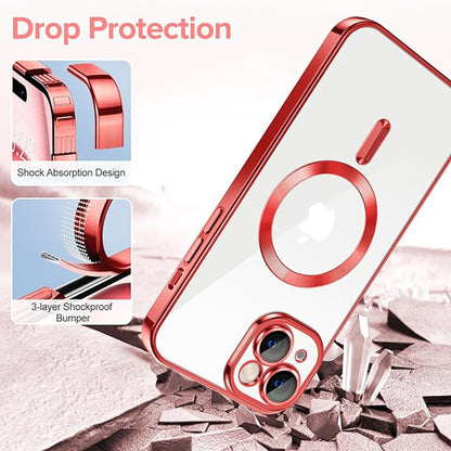 Калъф MagSafe за Apple iPhone 16, Techsuit, Luxury Crystal, Червен